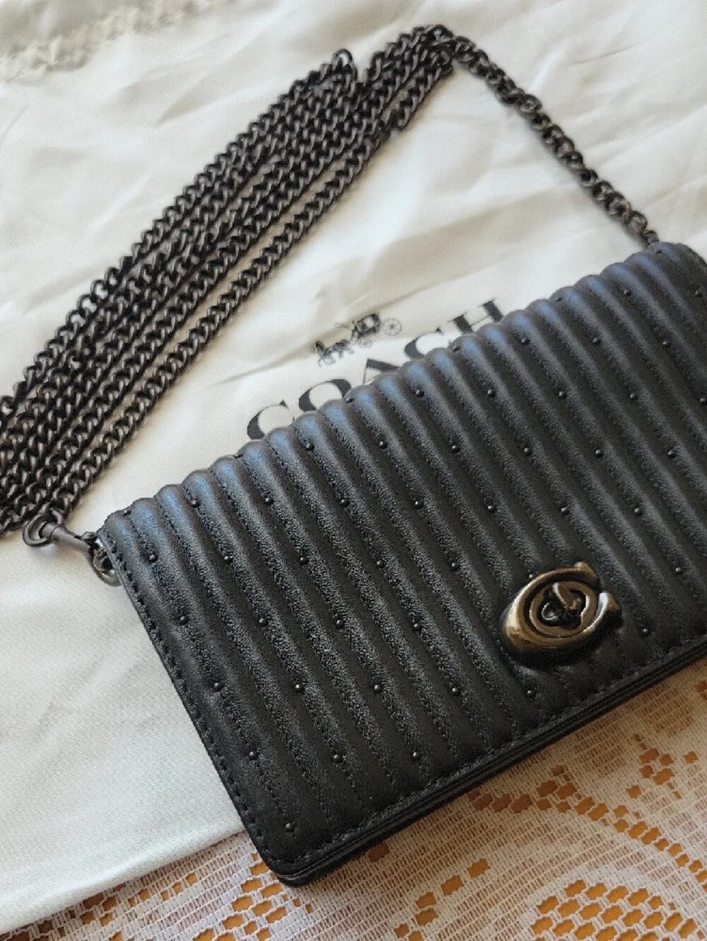 COACH Black Quilted Crossbody Detachable Chain / Convertible